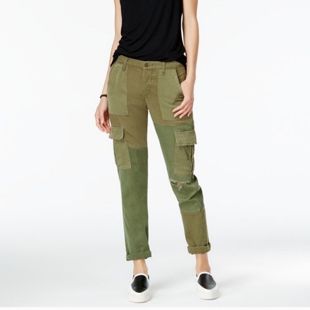 Hudson green patch cropped Cargo Pants